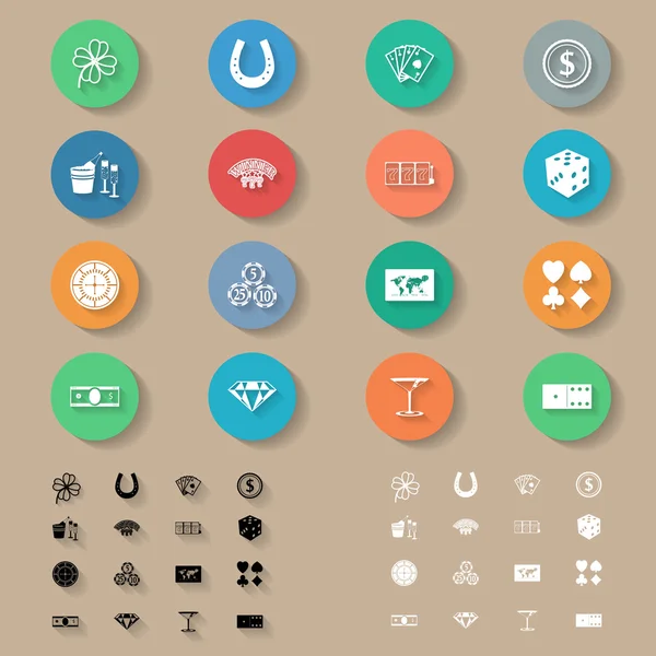 Casino van platte icons set — Stockvector