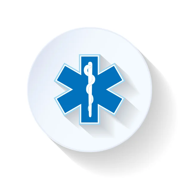 Emblema ícone de ambulância plana — Vetor de Stock