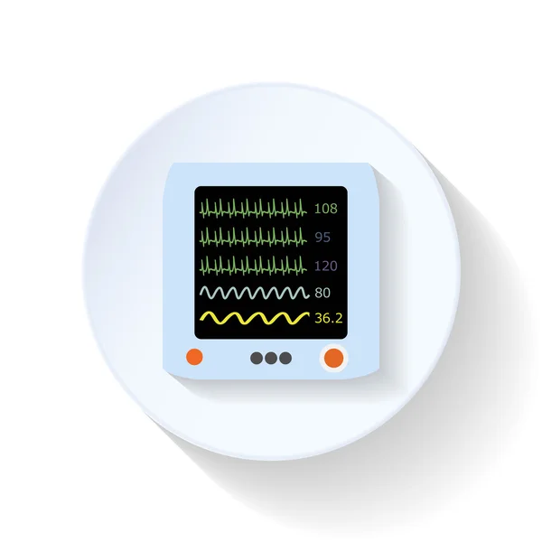 Resuscitation moniteur icône plate — Image vectorielle