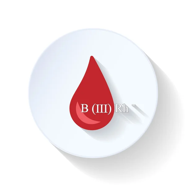 Goutte de sang avec groupe sanguin icône plate — Image vectorielle