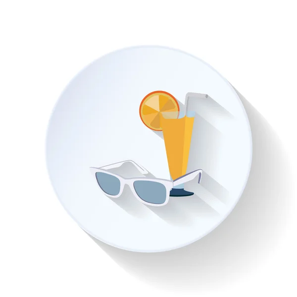 Óculos de sol e coquetel, ícone plano — Vetor de Stock