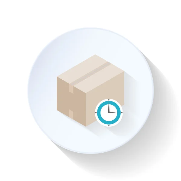 Box mit Uhr flach Symbol — Stockvektor