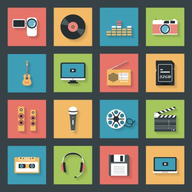 Multimedia icons set clipart