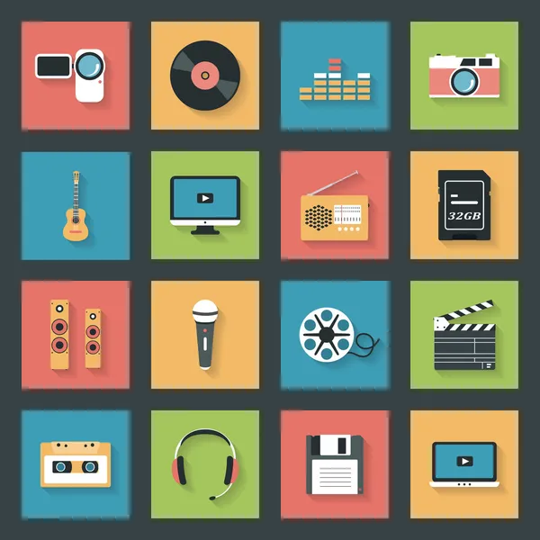 Multimedia icons set — 图库矢量图片