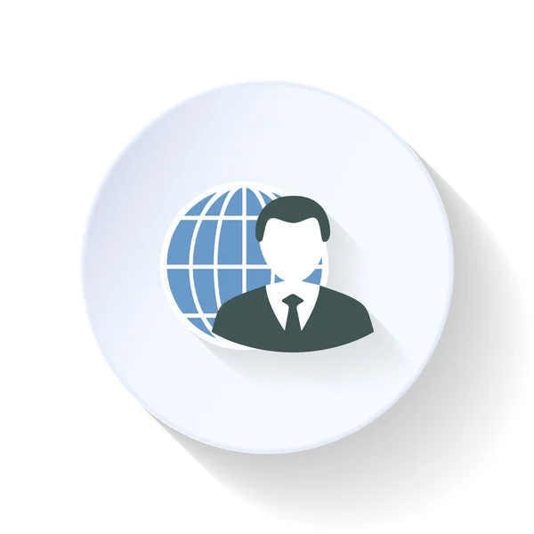 O homem no fundo do ícone plano do globo — Vetor de Stock