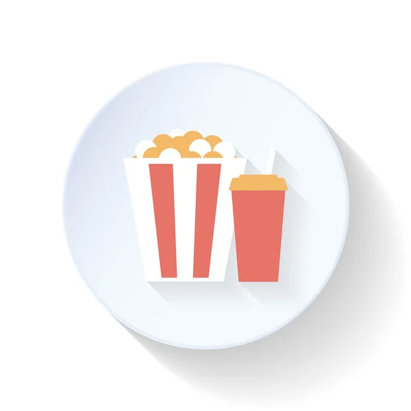 Popcorn and drink flat icon — Stock Vector