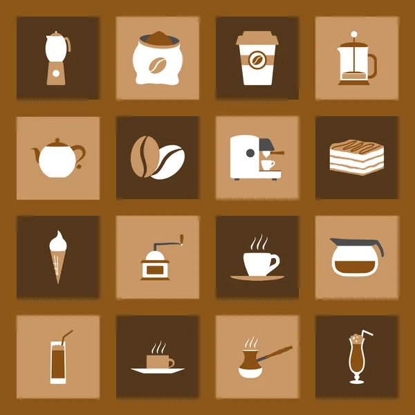 Koffie plat pictogrammen set — Stockvector