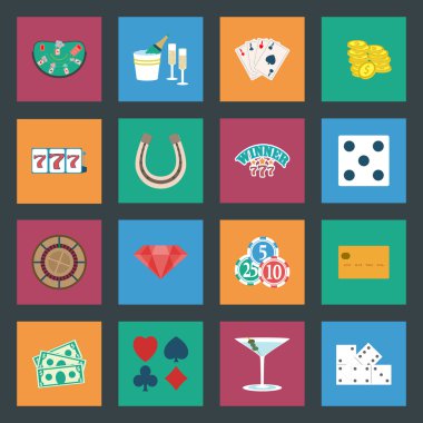 Casino düz simgeler kümesi