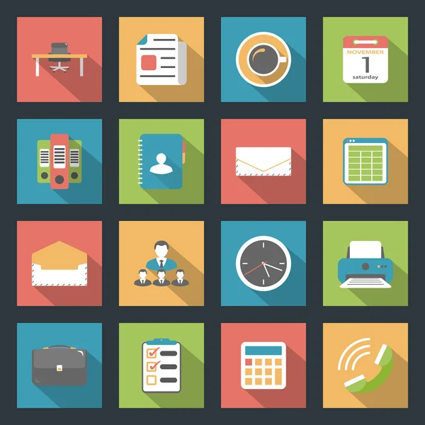Office flat icons set — Stock Vector