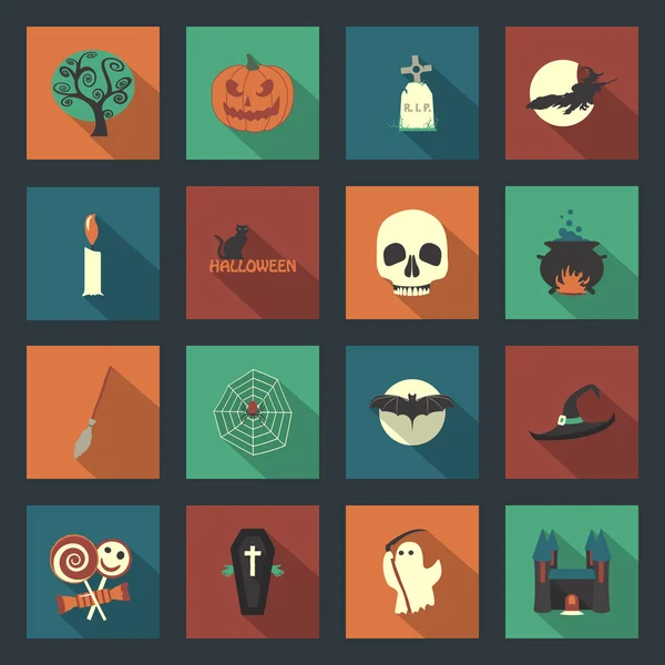 Conjunto de iconos planos de Halloween — Archivo Imágenes Vectoriales