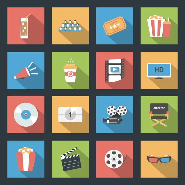 Cinema flat icons set — Stock Vector