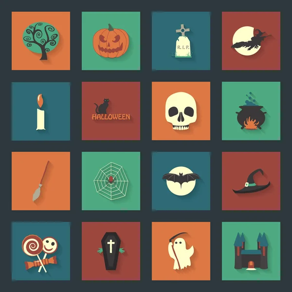 Halloween lapos ikonok beállítása — Stock Vector