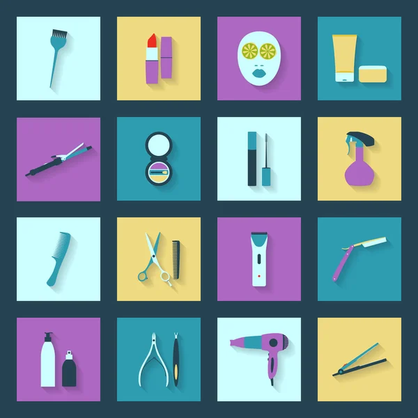 Schönheitssalon Flat Icons Set — Stockvektor