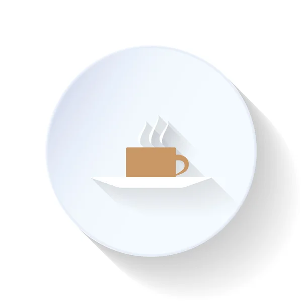 Coffee cup on a silver platter flat icon — Stock Vector
