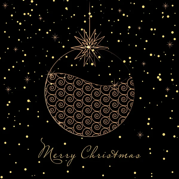 Boule de Noël dorée avec neige — Image vectorielle