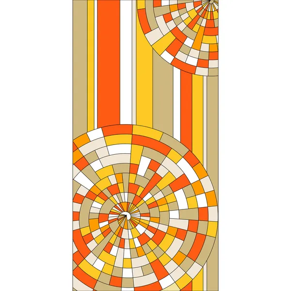 Janela de vidro manchado com círculos coloridos —  Vetores de Stock
