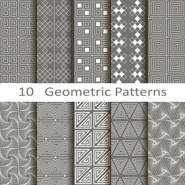 Set of ten geometric patterns — Stock Vector