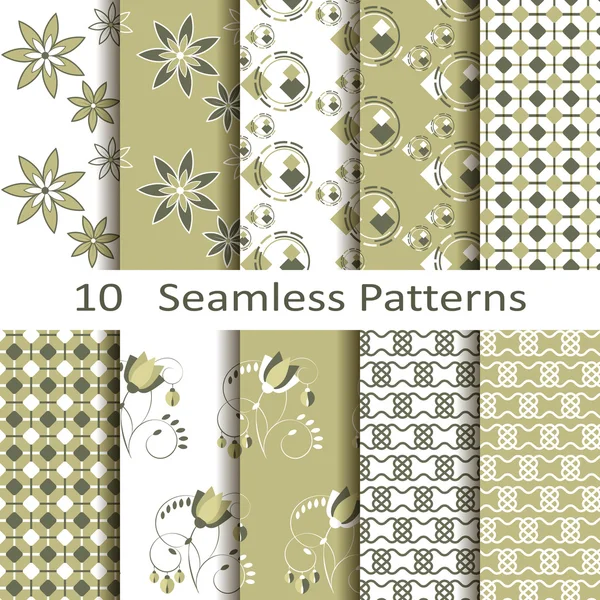 Set of ten seamless patterns — Stock Vector