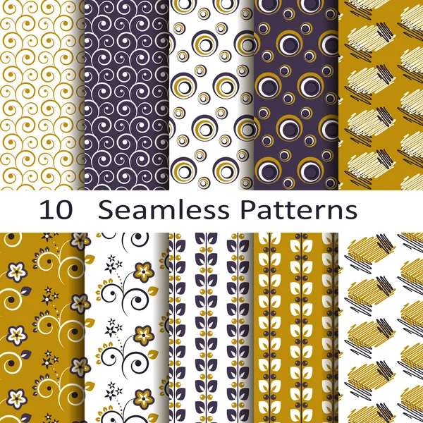 Set of ten seamless patterns — Stock Vector