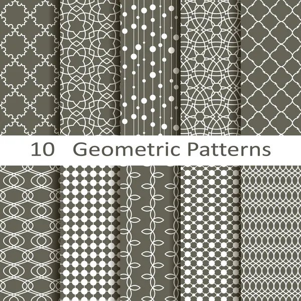 Uppsättning av tio geometriska mönster — Stock vektor