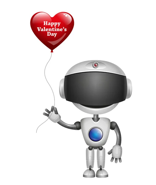 Robot avec coeur de ballon. Vecteur — Image vectorielle