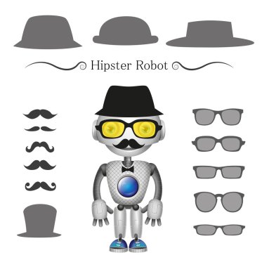 Vector hipster robot clipart