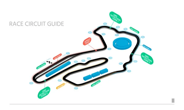 Guide Circuit Course Avec Vue Isométrique Est Isolé Sur Fond — Image vectorielle