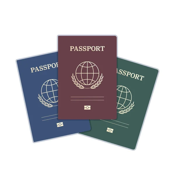 Πρότυπα Διαβατηρίων Κοκκινωπό Μπλε Πράσινα Καλύμματα Και Χρυσά Στοιχεία Έγγραφο — Διανυσματικό Αρχείο