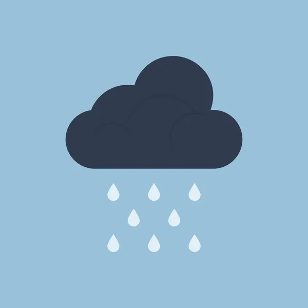 Una Nuvola Scura Con Pioggia Verticale Isolata Uno Sfondo Blu — Vettoriale Stock