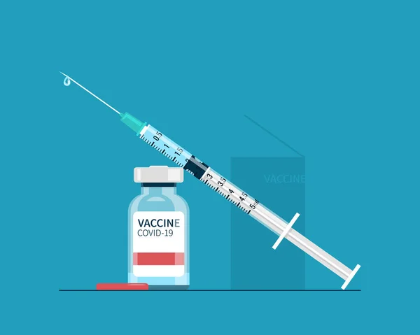 Vaccin Contre Covid Flacon Vaccin Une Seringue Mince Avec Liquide Illustration De Stock