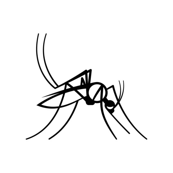 Bir Sivrisineğin Siyah Silueti Beyaz Arka Planda Izole Edilmiştir Vektör — Stok Vektör