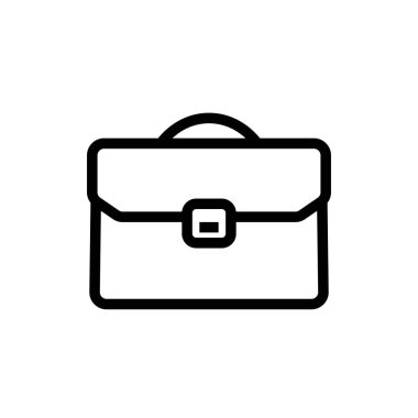 Bir evrak çantasının siyah çizgi simgesi beyaz arka planda izole edilir. Vektör simgesi.