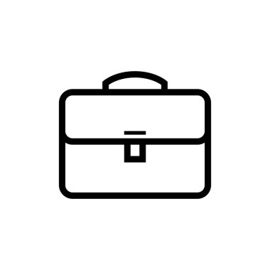 Bir evrak çantasının çizgi simgesi beyaz bir arkaplanda izole edilmiştir. Siyah doğrusal simge. İş ve finans