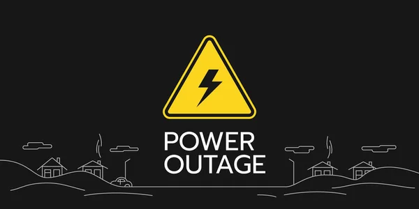 Power Outage Web Banner Has Warning Sign Lightning Symbol Line — Stock Vector