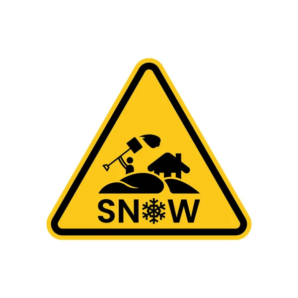 Havazásra Figyelmeztető Jel Van Egy Alak Akinek Lapát Van Hóviharban — Stock Vector