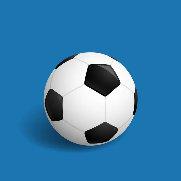 サッカーボール 古典的な黒と白のサッカーボールは青の背景に隔離されています ベクターイラスト — ストックベクタ