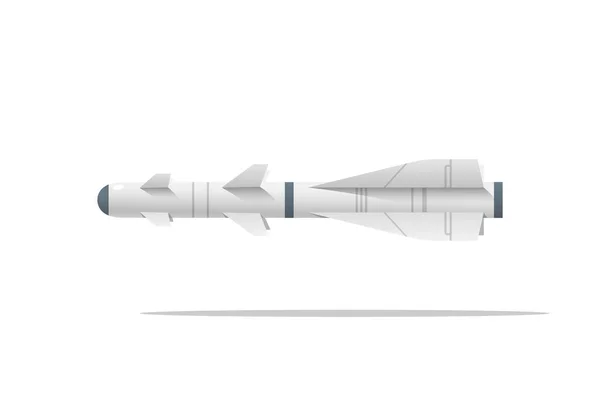 Fighter Aircraft Missile Isolated White Background White Missile Dark Blue — Stockvektor