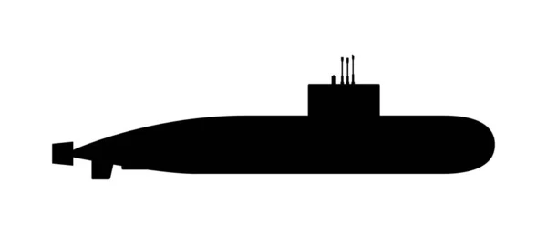 コンニングタワーから格納式特殊装置を備えた海軍潜水艦の黒いシルエット — ストックベクタ