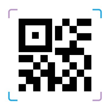 QR kod sembolü beyaz arkaplanda izole edilmiştir. Tarama teknolojisi. Vektör grafiği.