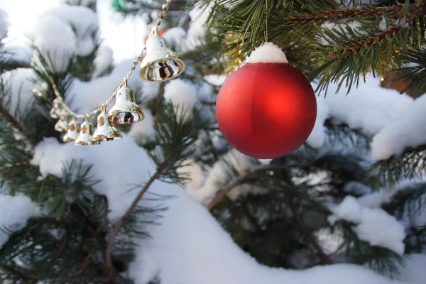 Christmas tree and gold decoration — Stock Photo, Image