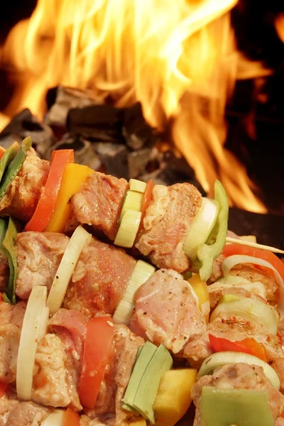 Raw Skewers  in a heap before BBQ Grill, XXXL — Stock Photo, Image