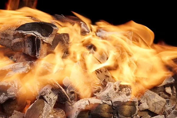 Яркое пламя и горящий уголь, XXXL — стоковое фото