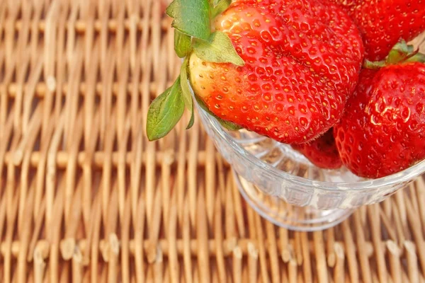 Three Fresh Summer Organic Strawberries Still Life, XXXL backgro — Stock Photo, Image
