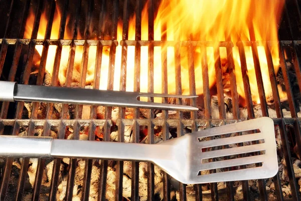 Churrasco ferramenta fogo chamas grill espátula garfo, XXXL — Fotografia de Stock
