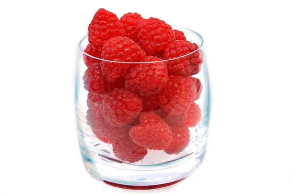 Ripe Raspberries in glass — Stock Photo, Image