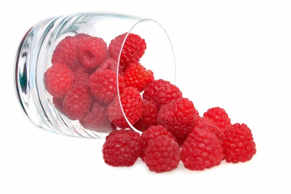 Ripe Raspberries in glass — Stock Photo, Image