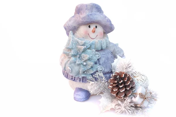 Snowman with Christmass decoration — Stock Photo, Image