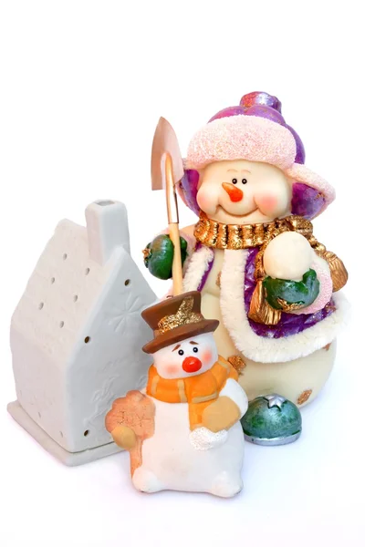 Some Snowmans in Christmas Home Decoration — Stock Photo, Image