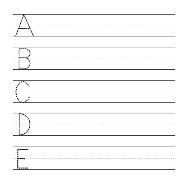 İngilizce kelimeler A, B, C, D, işaret