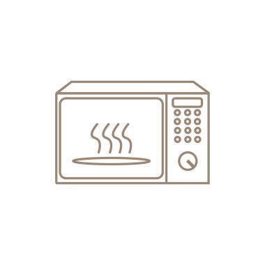 Buhar ikonlu mikrodalga. Mutfak gereçleri simgesi